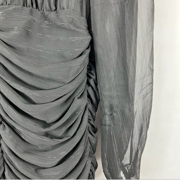 NWT HOUSE OF HARLOW 1960 Black Ruched Mini Dress in Size 6 - Picture 5 of 10